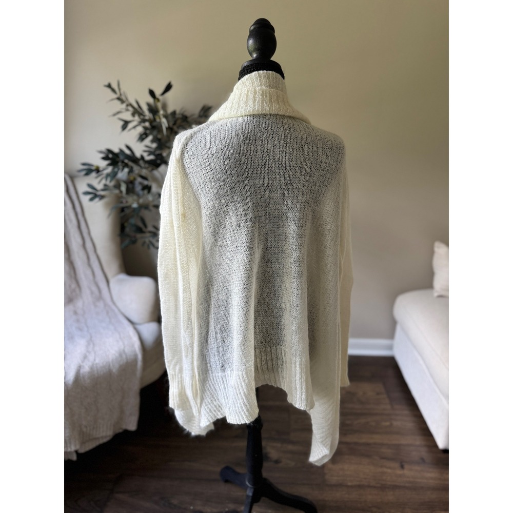 Michael Kors Mohair Blend Open Front Cardigan Cream Shawl Collar Large - Picture 5 of 5